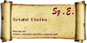 Sztahó Etelka névjegykártya